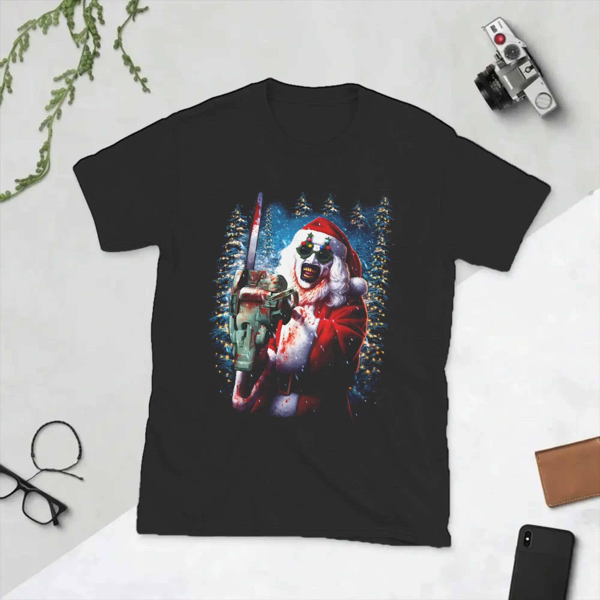 Men T-Shirt Christmas Terrifiers Horror Movie Fashion Cotton Tees Short Sleeve Halloween T Shirts Crewneck Clothes Plus Size