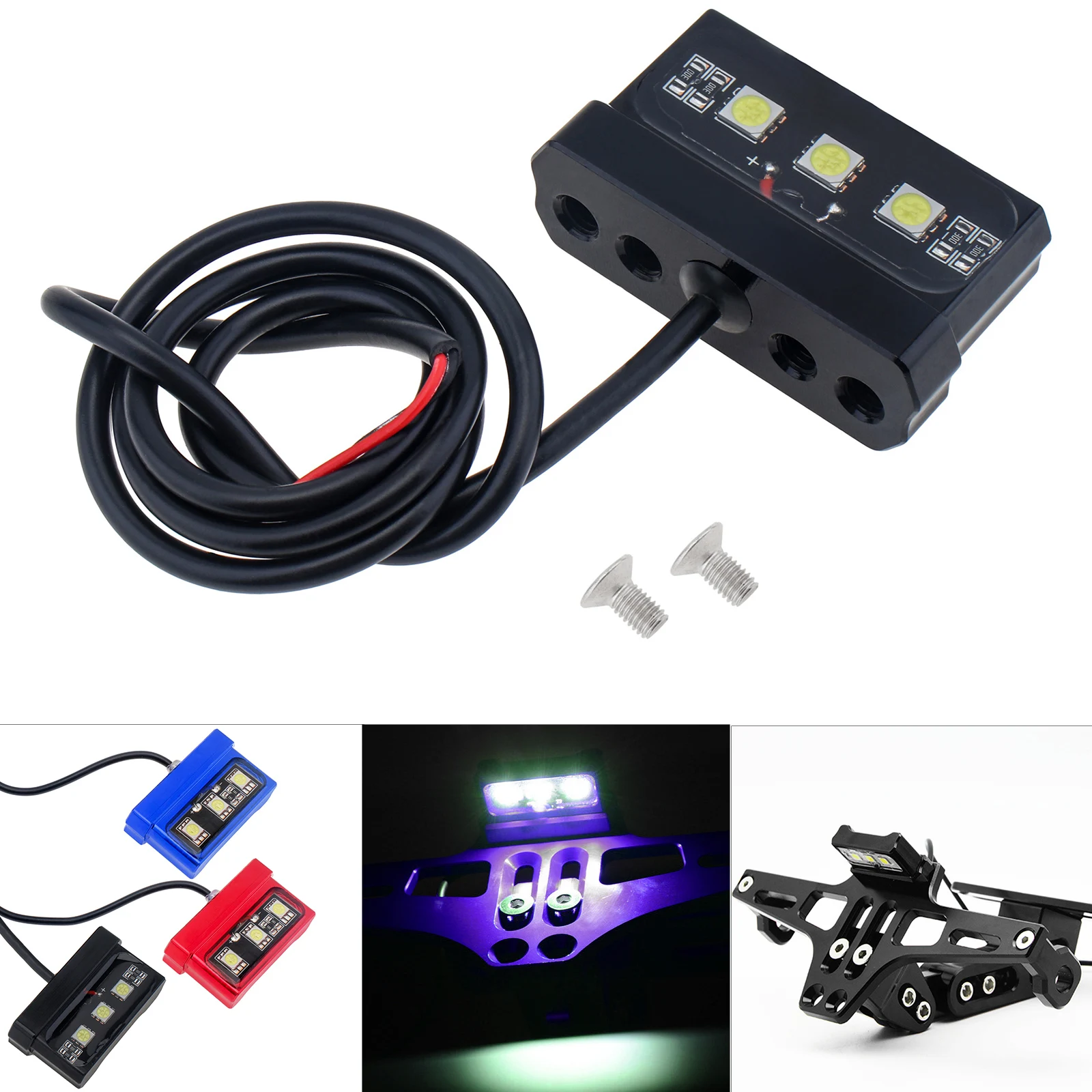 

1pc Motorcycle License Plate Light LED Mini 12V CNC Aluminum Alloy Waterproof Rear Tail Motorbike Light for License Plate