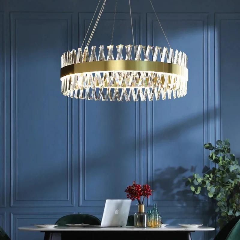 

Luxury Modest Crystal Chandelier Gold Silver Hanging Lamps Luminaire for Living Room Home Decor Indoor Ceiling Pendant Light