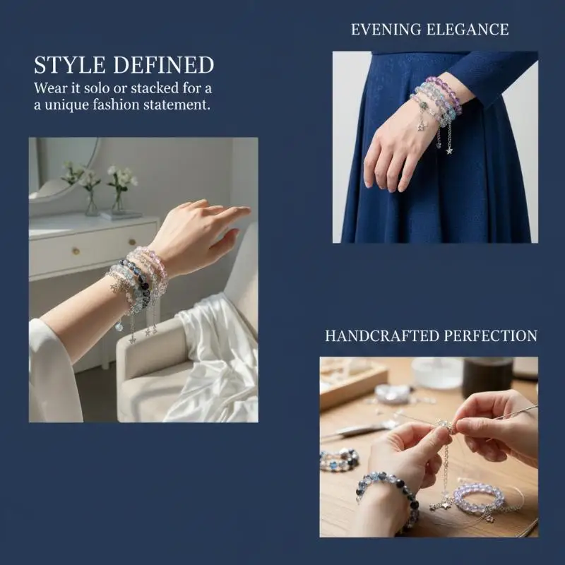 Chinese Fashion Crystal Bracelet Colorful Gradient Beads Women Stylish Jewelry for Office and Party Wear