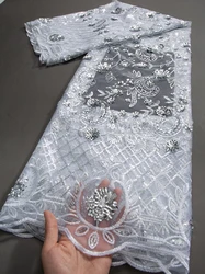 2.5 Yards African Sequins Lace Fabric 2023 High Quality French Nigerian Embroidery Net Fabrics For Wedding Dresses Sewing TY3692