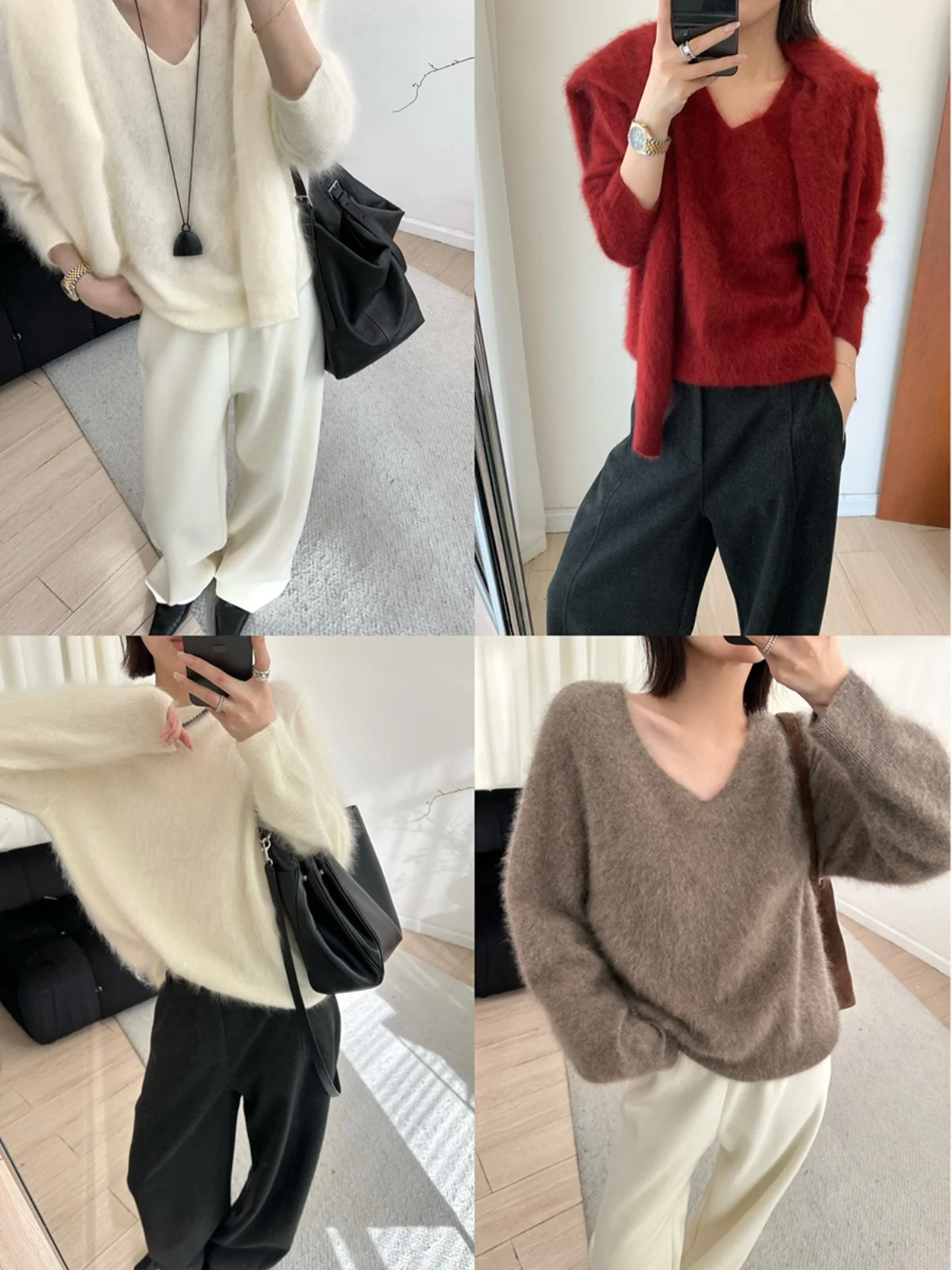 

MUCCHIC00 Camere Fce Sweater Women's Winter Faion Soft Comfortable Woolen Knitwear V-Ne Long Sve Casual Top