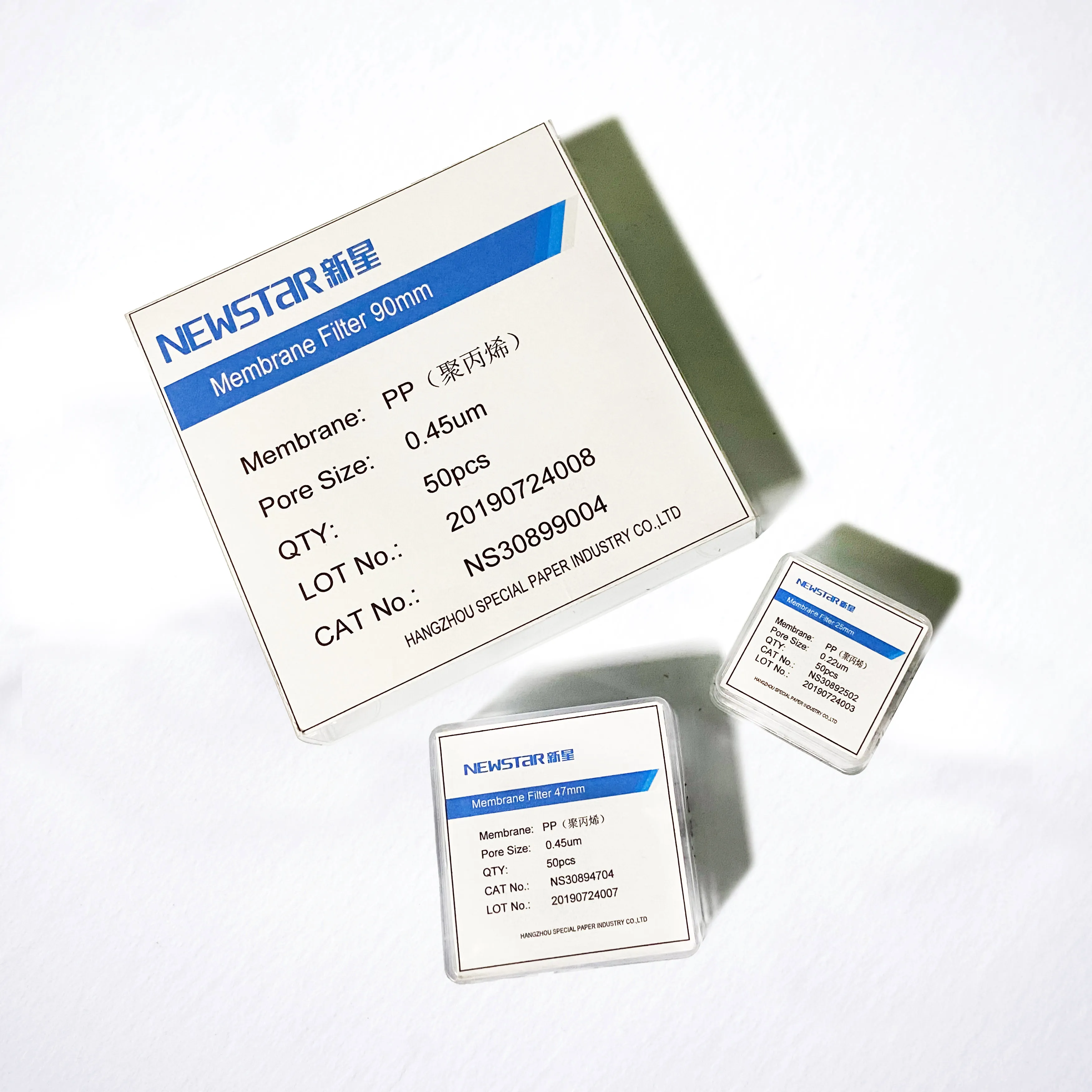 PP(polypropylene) membrane filter 0.22um 0.45um 25mm 47mm 90mm Aqueous and Organic Solvent Laboratory Filtration Gas Filtration