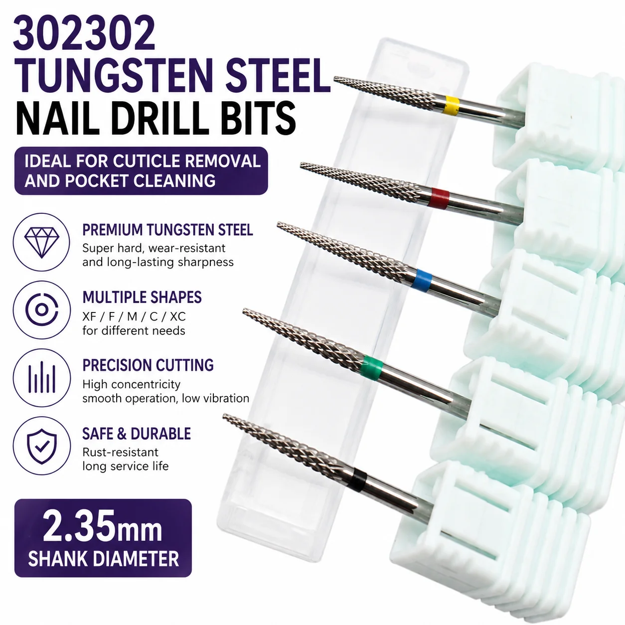 1Pc Tungsten Carbide Nail Drill Bit for Gel Polish & Rhinestone Removal, E-File Manicure Tool Accessory, Durable Nail Drill Bit