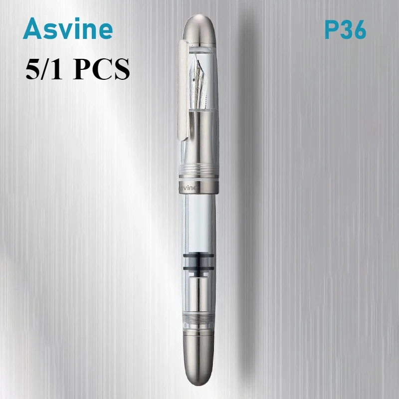 5/1 PCS Asvine P36 Piston Filling Fountain Pen EF/F/M Nib Titanium Acrylic Smooth Writing Stationery Office School Supplies