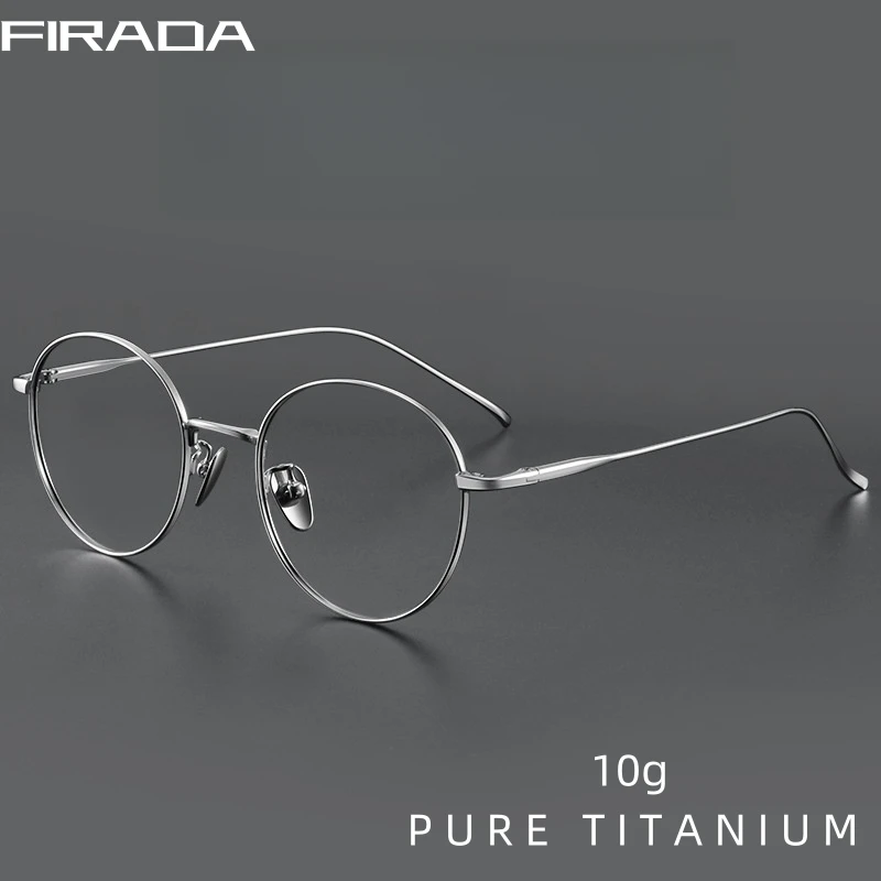 FIRADA Vintage wygodne okulary moda okrągłe okulary z czystego tytanu luksusowe oprawki do okularów korekcyjnych dla kobiet mężczyzn ST1644