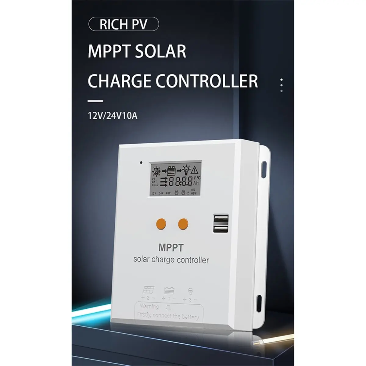 Digital Essentials 10A MPPT Solar Charge Controller 12V 24V Voltage Automatic Recognition,Voltage Reduction Charge and Discharge