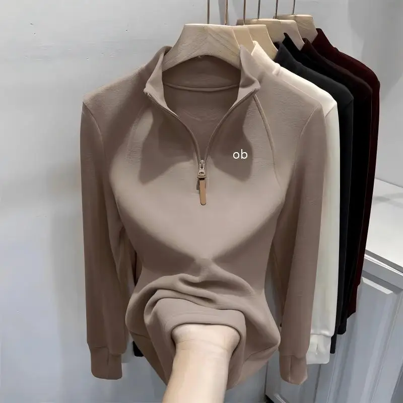 2026 New Half-Neck Half-Zip Long-Sleeved Women's Sweater for Layering or Solo Wearing in Autumn for Fitness  1 image 3