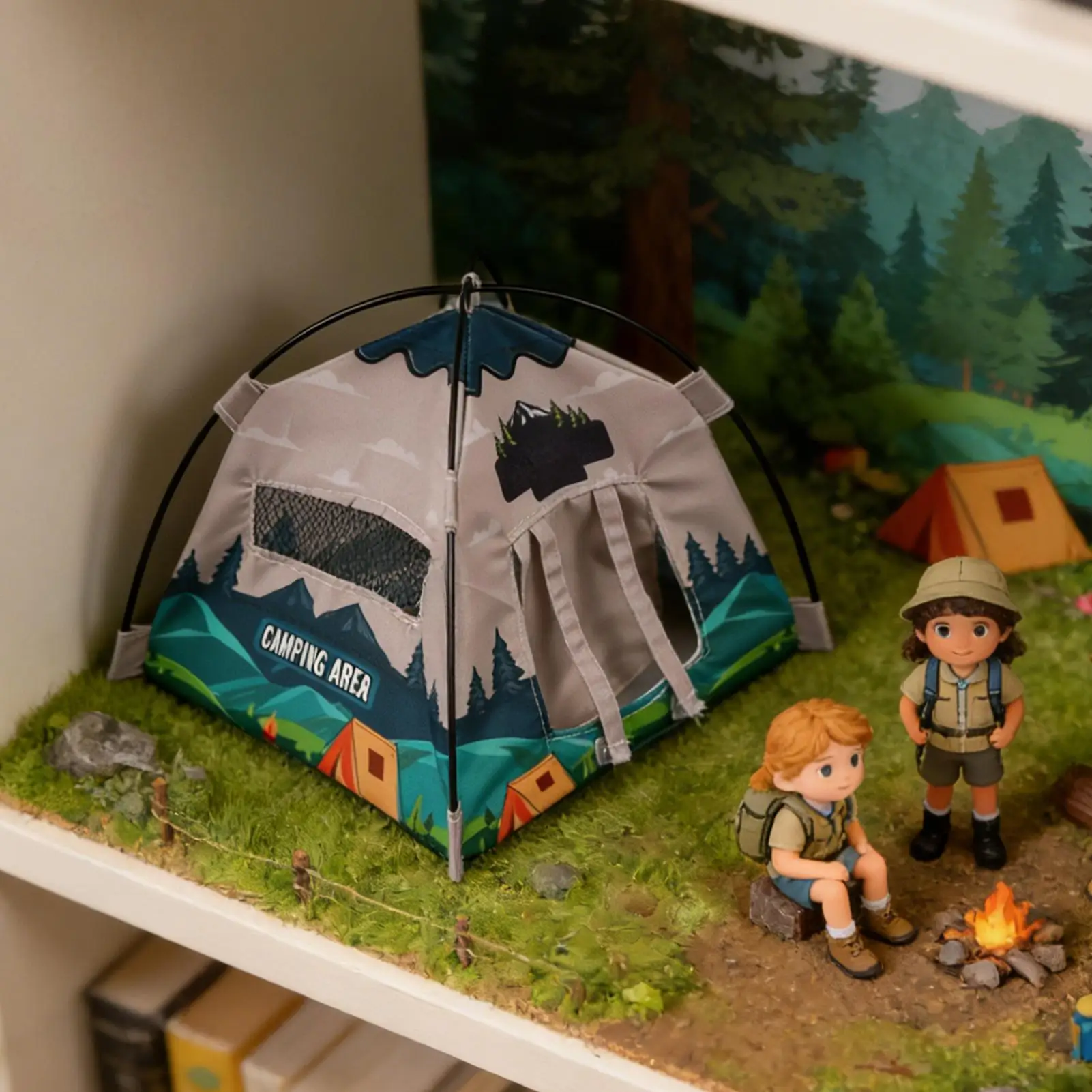 Casa de boneca barraca de acampamento modelo realista fingir jogar móveis brinquedos boneca acessórios para crianças meninas hobby playroom berçário