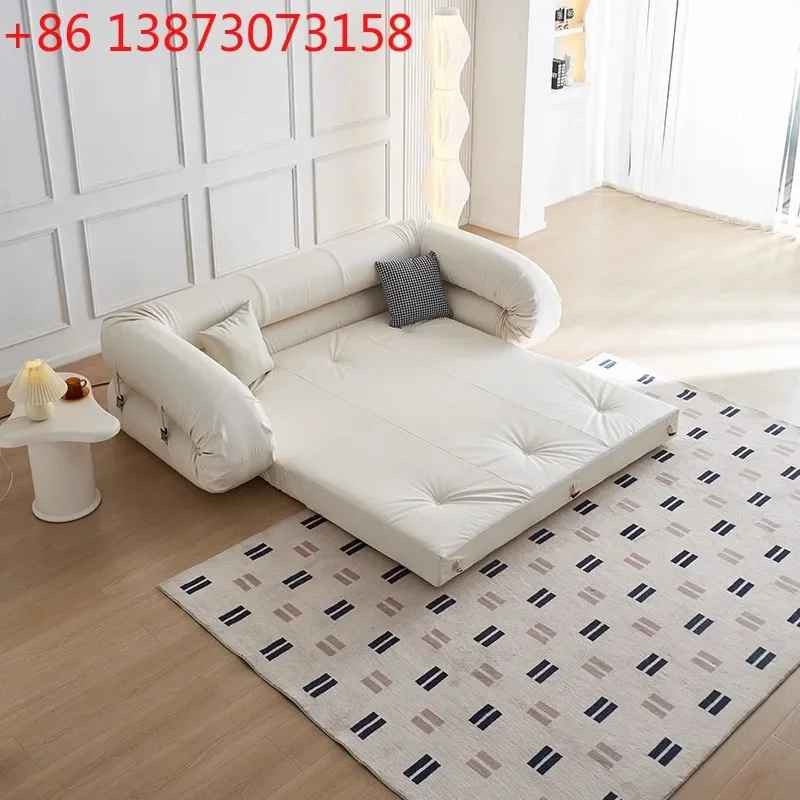 Cat scratch cloth cream sofa bed dual-purpose foldable small apartment living room balcony single double triple retro lazy sofa