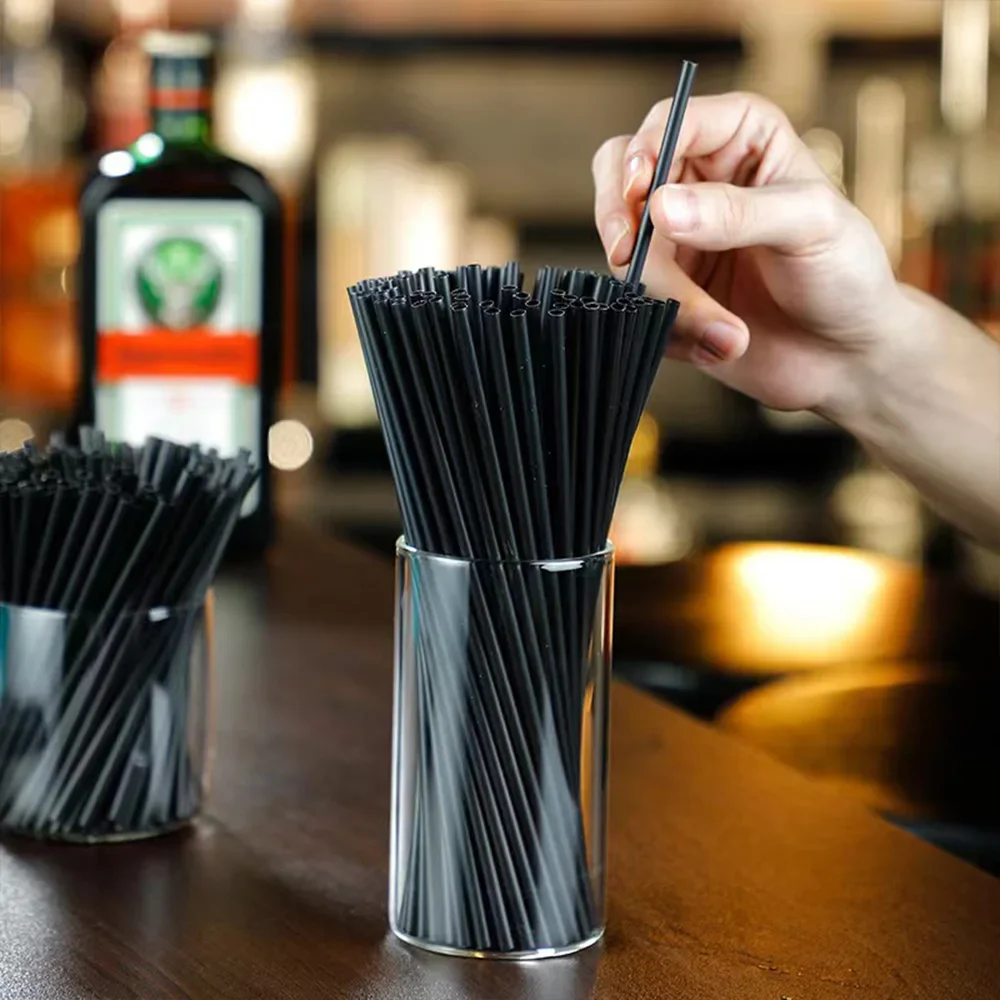 50-6000PC Black Straws Flexible Drinking Straws Cocktail Coffee Straw plastique Drink Tube Straw for Wedding Bar Party Wholesale