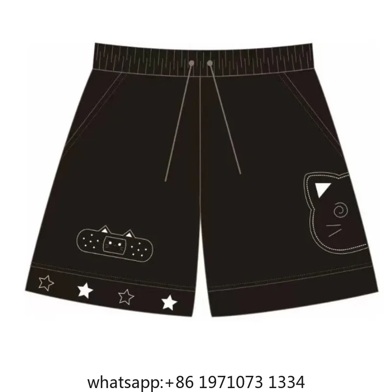 Summer Shorts for Women Cartoon Patchwork Elastic Waist Wide Leg Pants Japanese Casual Pantalones Cortos De Mujer 2026 Bottoms