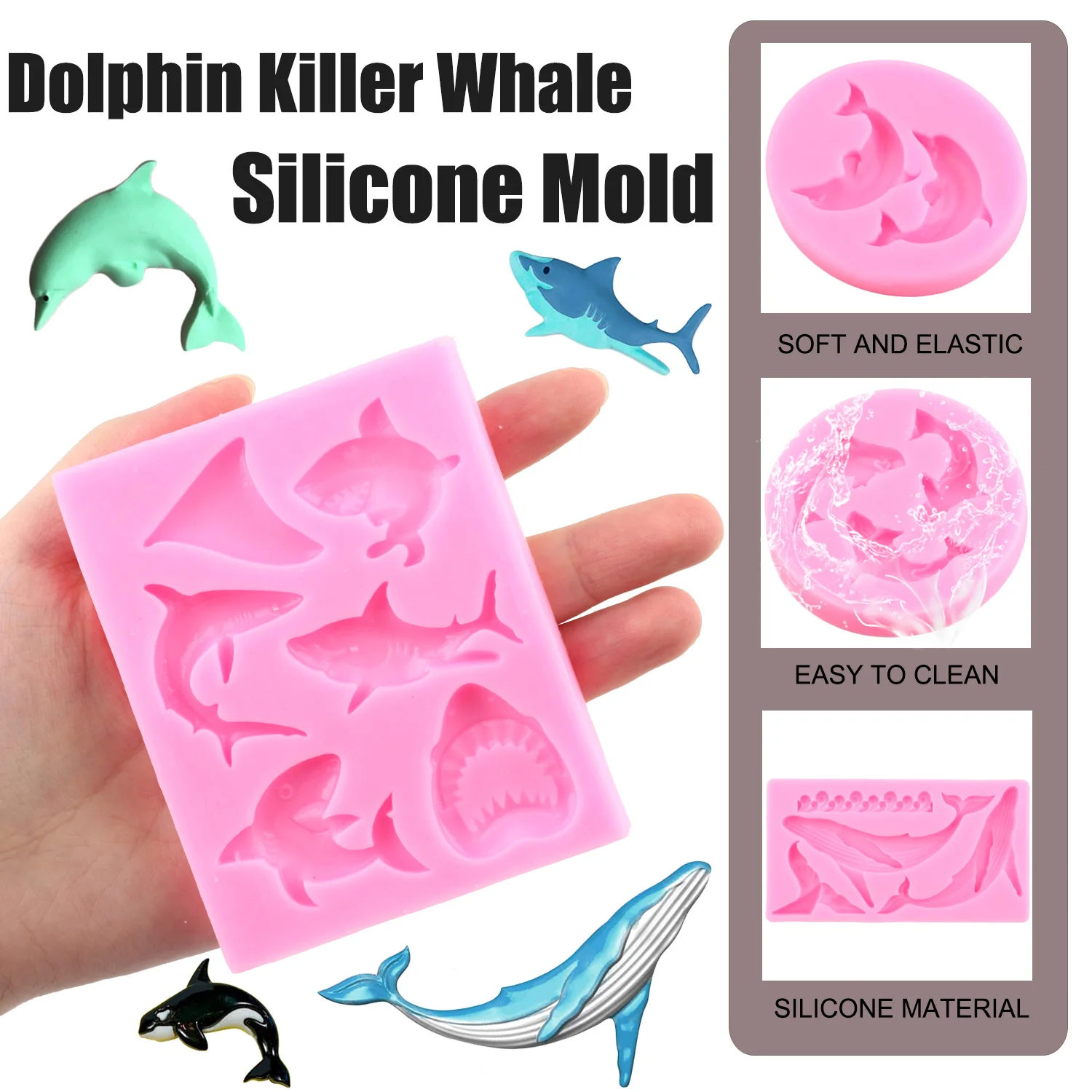 Dolphin Fondant Silicone Mold Shark Cake Molds DIY Cake Decorating Tools Chocolate Gumpaste Moulds Candy Resin Clay Mould