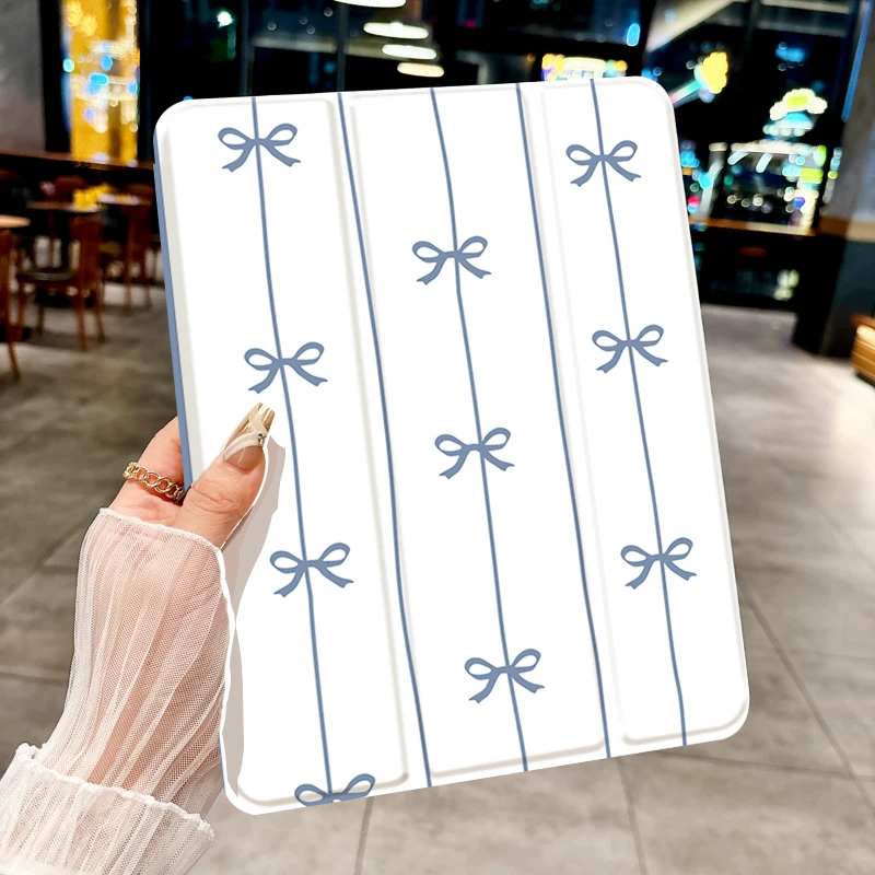 

Blue bow stripes butterfly TABLET CASE FOR iPad pro 10/11-Inch 2020/6th/7th /8th /Air 3rd/Air 4th/9th gen/Air 5th Gen 2022/Air 1
