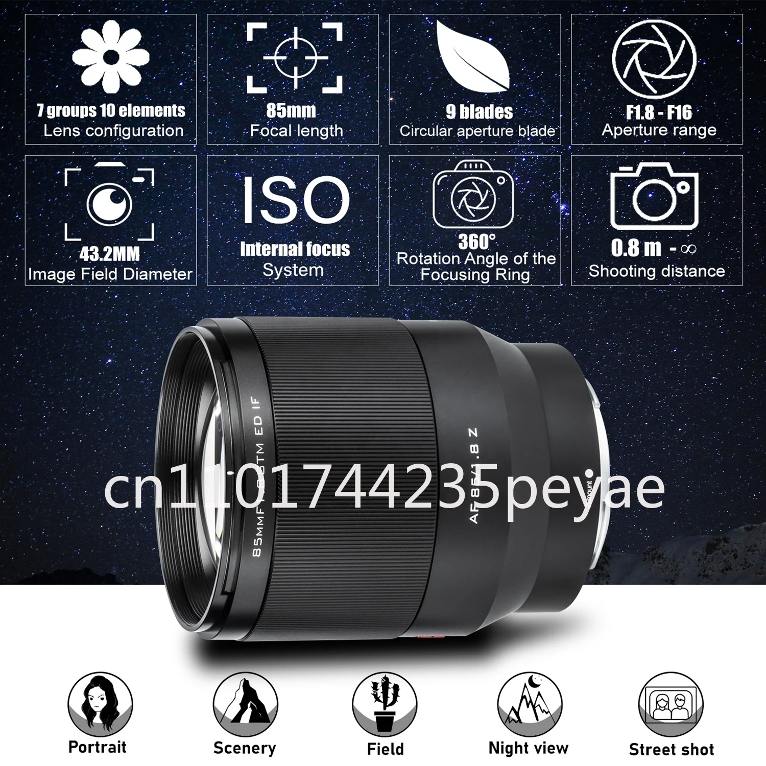 85mm F1.8 STM Camera Lens for Nikon Z Mount Z5 Z50 Z6 Z6II Z7 II Full Frame Auto Focus Portrait Prime Lens Eyes Focus AF