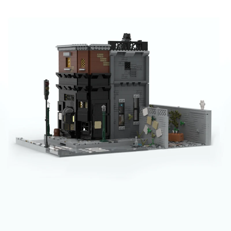 1883 PCS 시티 스트리트 더 바 (누수로운 가마솥) MOC 맞춤형 모듈식 빌딩 블록 모델 교육용 DIY 소년 축제 장난감 선물