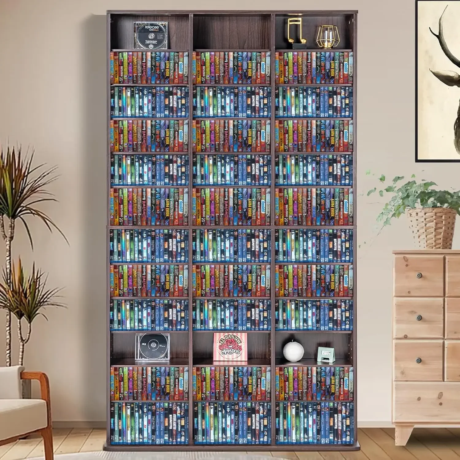 VEVOR Media Storage Cabinet, Adjustable DVD Cabinet, CD Storage, Protects & Organizes Music, Movie, Video Games or Memorabilia C