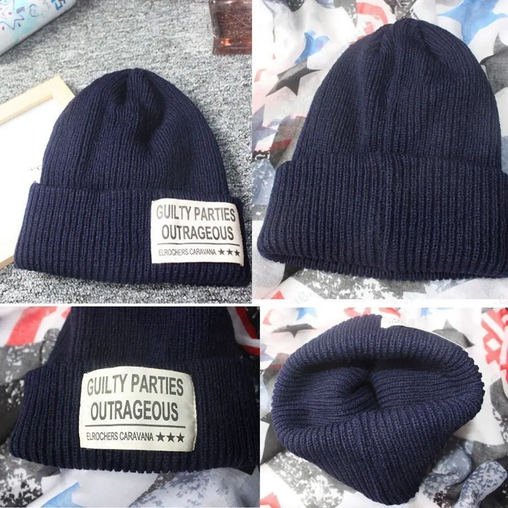 جديد متعدد الألوان محبوك بيني الصلبة لطيف مع التسمية قبعة صغيرة الإناث قبعات للجنسين السيدات قبعة عادية في الهواء الطلق #4