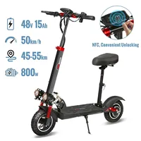 Electric Scooter With Seat 800W Max Speed 45-50KM/H Range 35-55KM 10 Inch Off-Road Tires Dual Shock Absorbing Folding EScooter