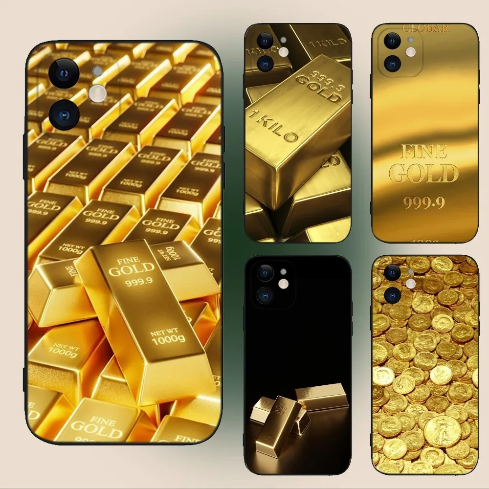 

Fine Gold 999 Pattern Phone Case For iPhone 15,14,13,12,11,Plus,Pro Max,XS,X,XR,SE,Mini,8,7 Soft Silicone Black Cover