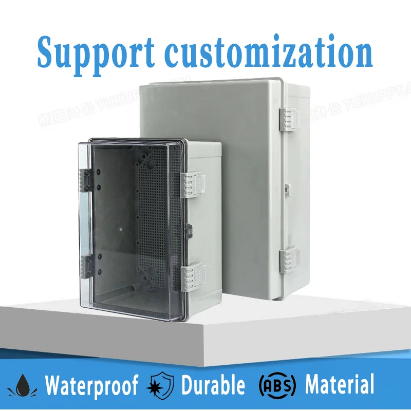 IP66 Waterproof Gray/Transparent Cover Enclosure Power Junction Box ABS Plastic Hinge Outdoor Electronic Distribution Box