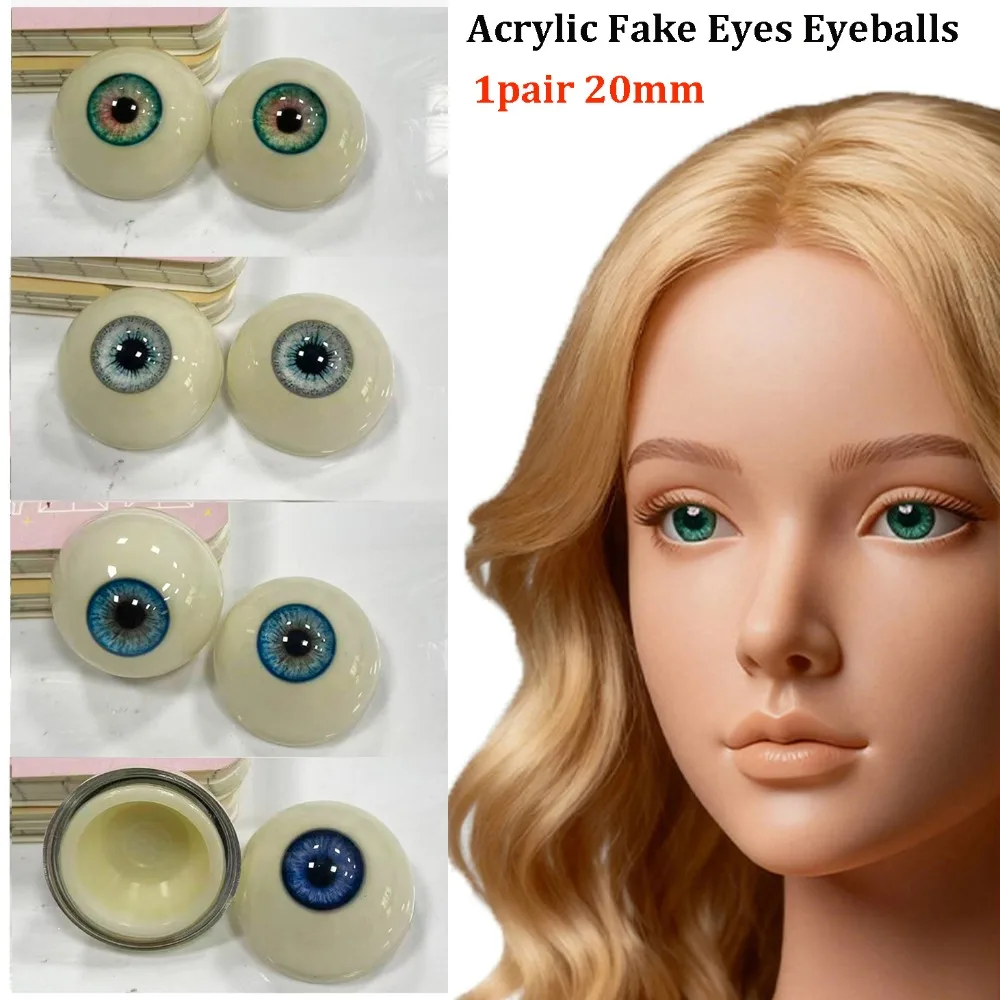 1pair 20mm Acrylic Fake Eyes Eyeballs with 3 Dimensional Fitting Eyes 10 Styles Silicone Doll Simulation Eyeballs