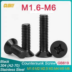 10 ~ 100 pz M1.6 M2 M2.5 M3 M4 M5 M6 Mini piccolo nero 304 in acciaio inox Phillips piatto vite a testa svasata bullone per PC portatile