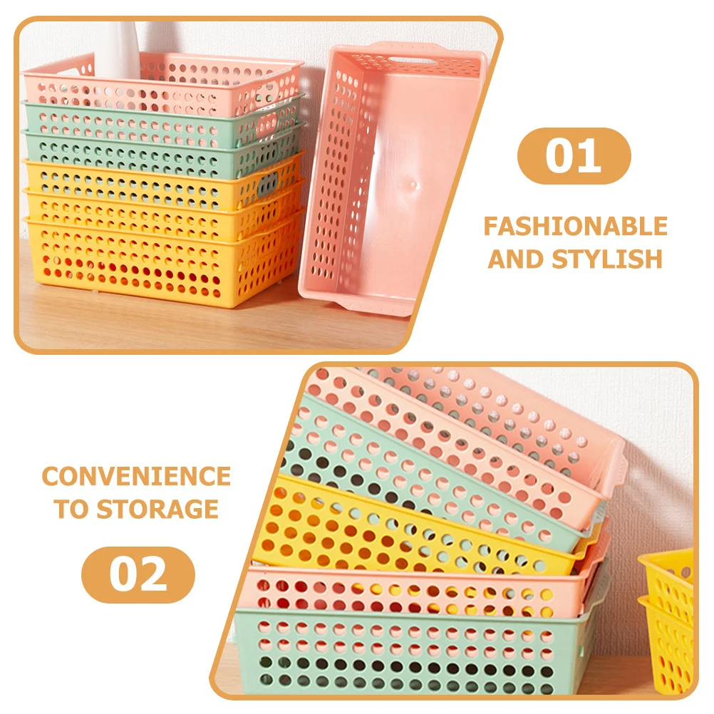 

3pcs Plastic Storage Baskets Hollow Design For Home Kitchen Bathroom Shelf Drawer Organizer Sundries Basket Bin