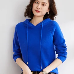 Spring and Autumn Cashmere Sweater Hoodie Women's  Pullover Knitted Hoodie Women's Long Sleeve Cashmere Sweater Hoodie