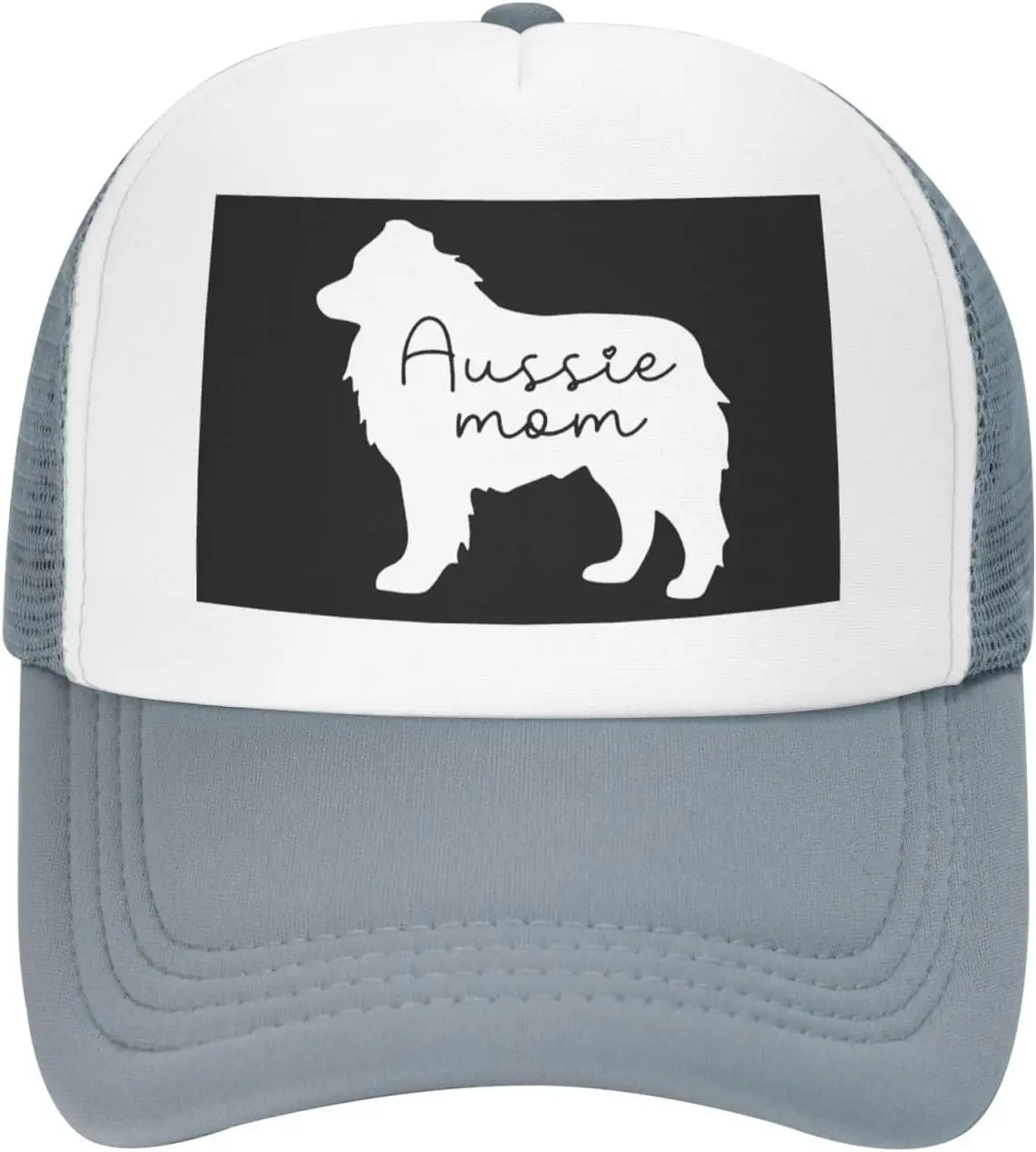 Aussie Mom Dog Silhouette Trucker Hat Unisex Mesh Snapback Cap Casual Outdoor