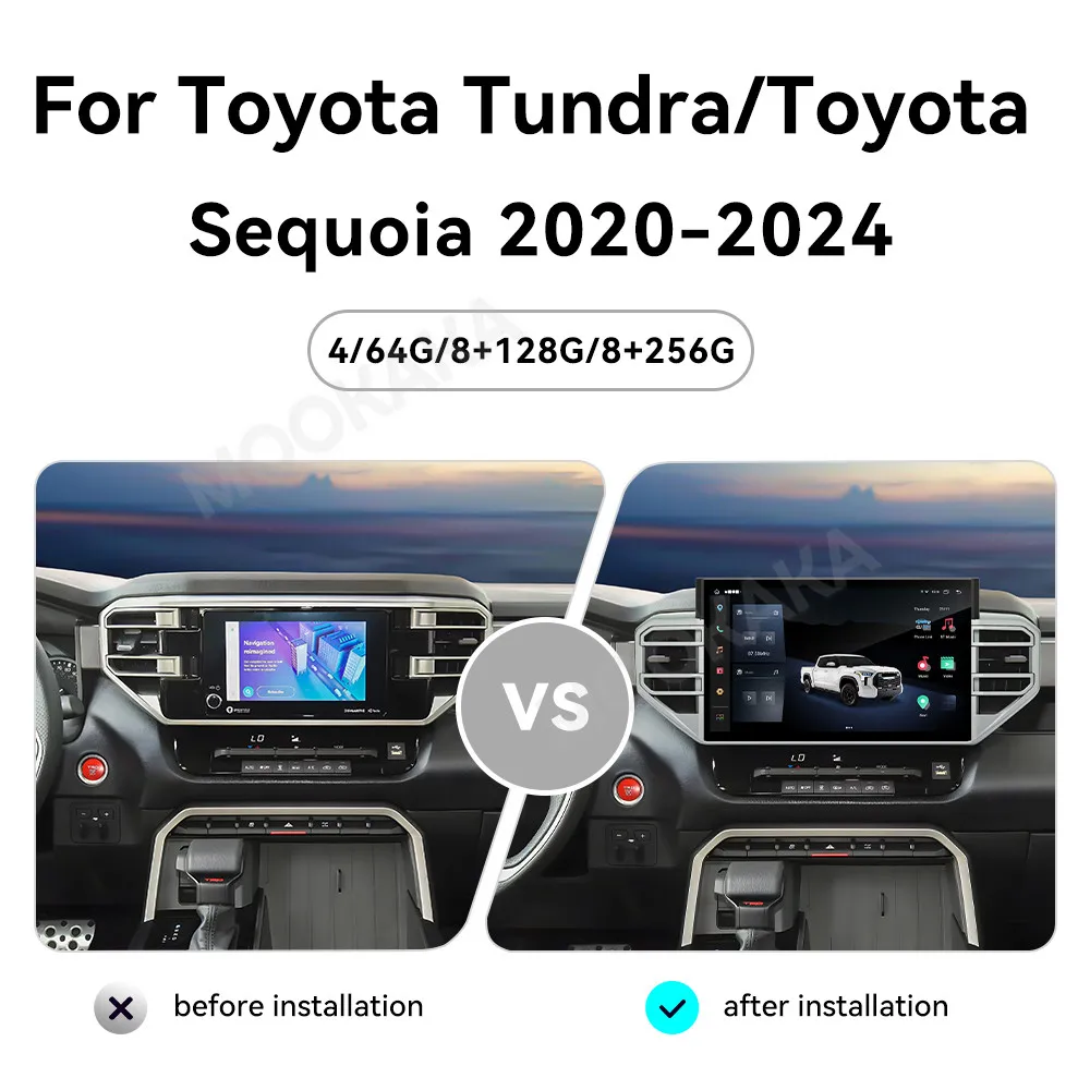 14.6 "أندرويد راديو تلقائي ستيريو لتويوتا تندرا/سيكويا 2020-2024 CarPlay الوسائط المتعددة سيارة لتحديد المواقع نافي مسجل شرائط التلفزيون Headunit