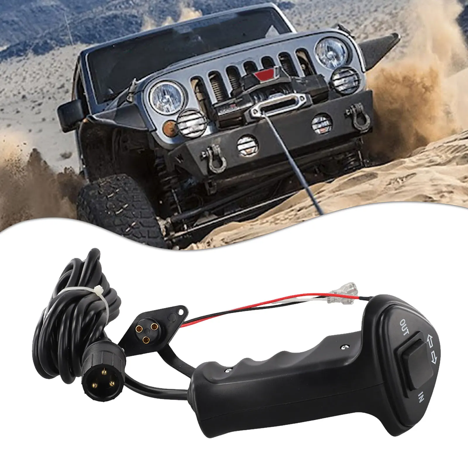 

3Pin Winch Remote with Cable for Car Off Road Vehicle Electric Winch Controller Handle 12V 48V 500A 300cm Cord