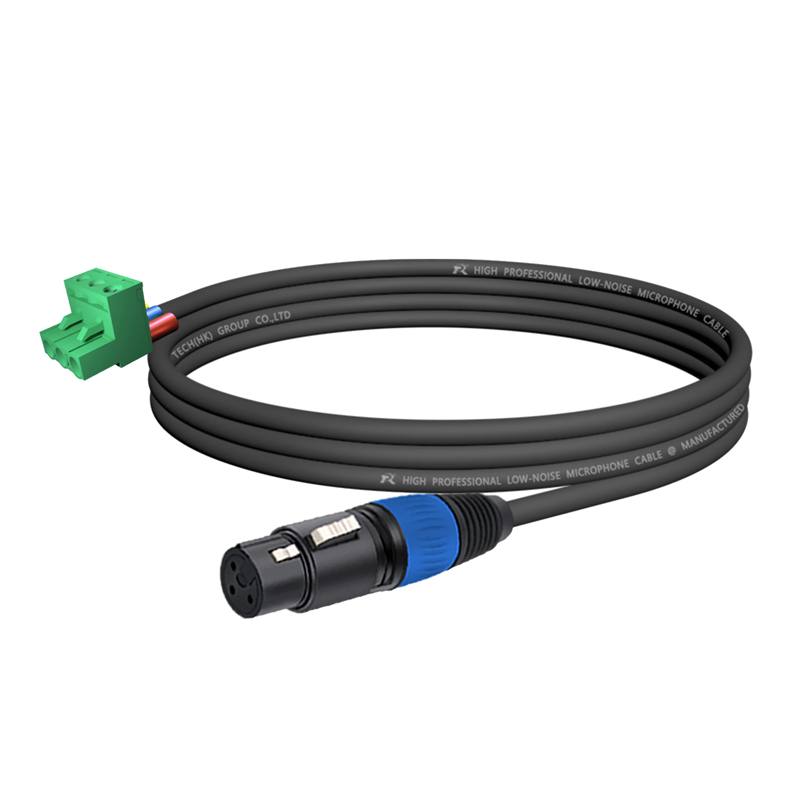 Geräuscharmes Audiokabel, PHX3M/2EDG-5.08 3-poliger Stecker Schraubklemmenblock zu 3P XLR F/M, Schwarze Kabelhülle mit Farbigem Reliefring – Detail 15