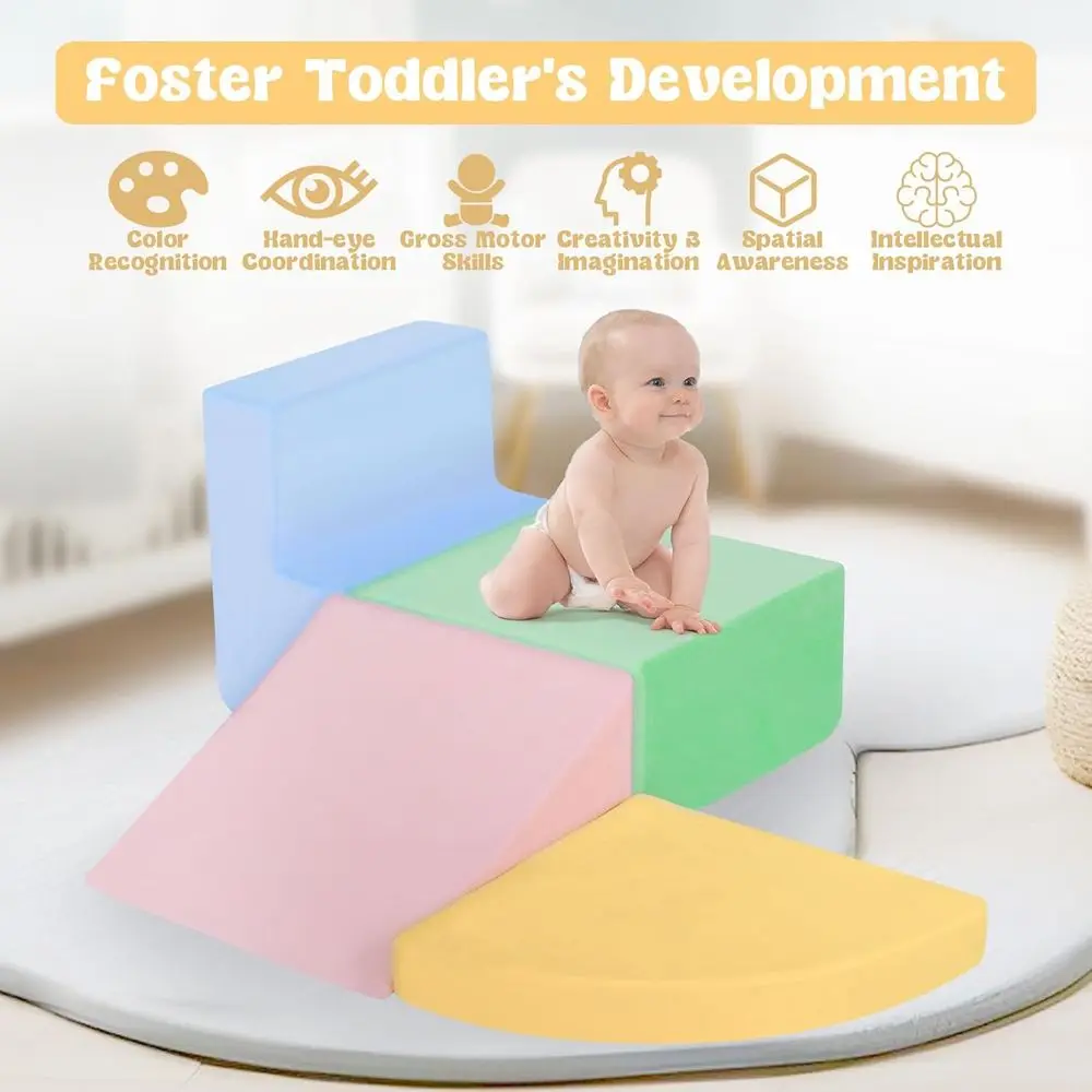 Miękkie piankowe klocki do wspinaczki dla dzieci w wieku 1 roku, 4-częściowy zestaw zabawek dla maluchów, zabawki do zabawy w domu, idealne na urodziny