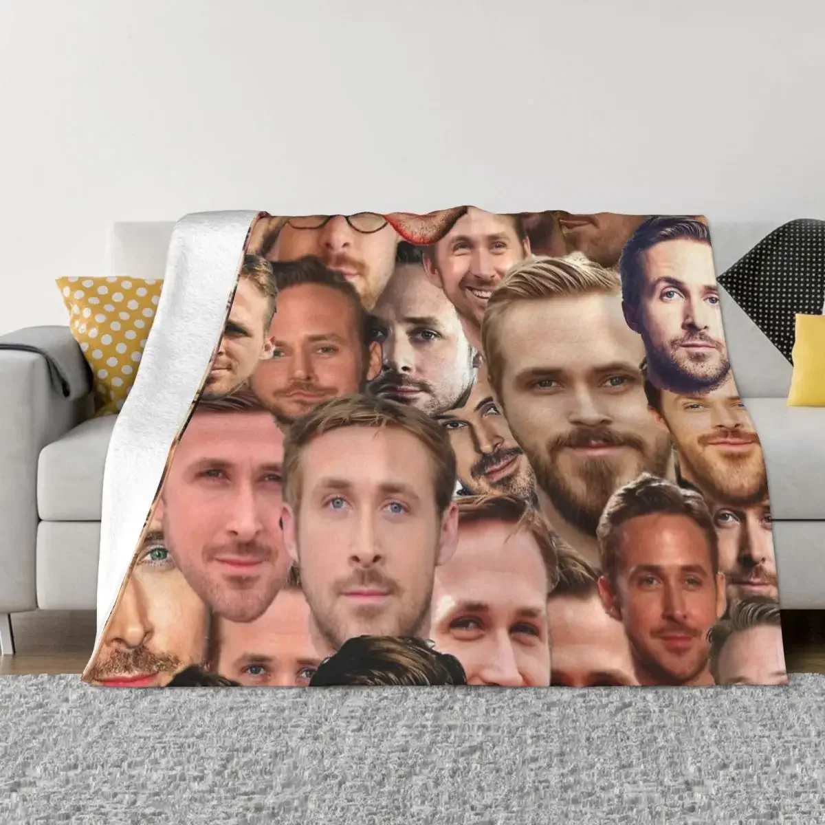 RYAN GOSLING Kendall Face Wool Blanket Vintage Throw Blanket for Home 125*100cm Quilt