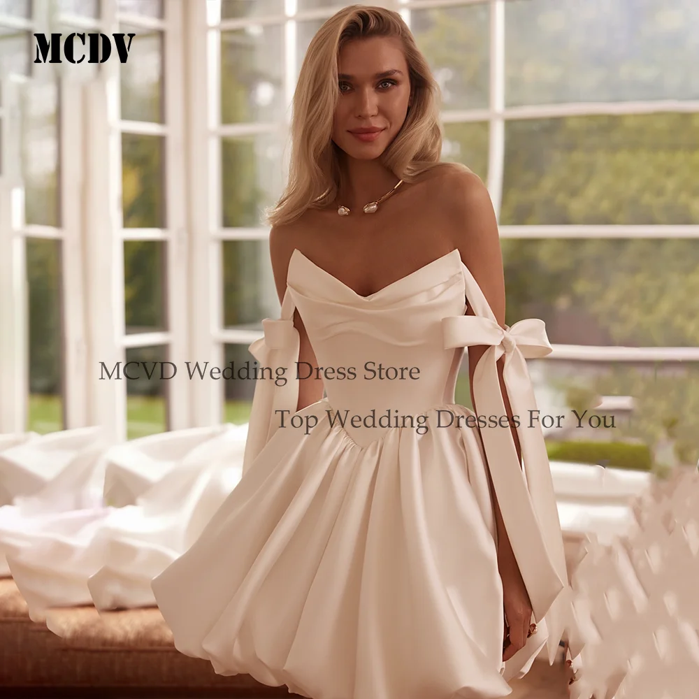 

Mini Bride Gowns Off Shoulder Backless A-Line Reception Wedding Dresses For Bride Above Knee robe de mariée 2026 Customized