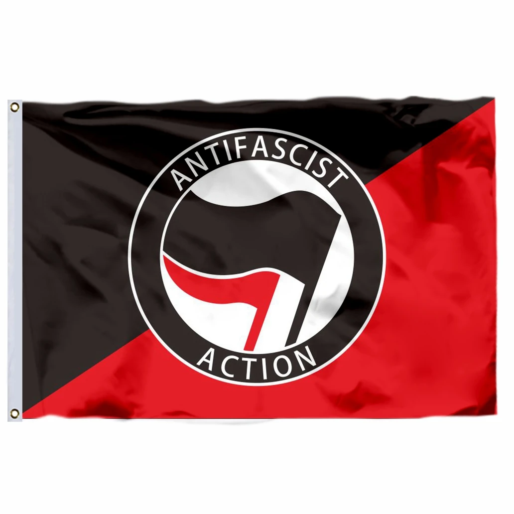 Anti-action Anti-Racism Flag Vivid Color Red and Black Outdoor Party Room Courtyard Decor Flag Polyester with Brass Grommets