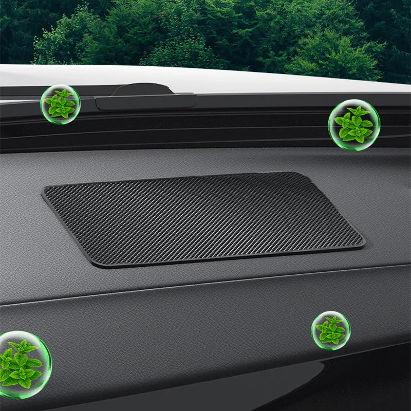 Car Anti-Slip Mat, White Double Heart Design, Phone and Key Storage Rack, Dashboard Adhesive Magic Mat, Center Console Storage Mat, Car Interior Accessories