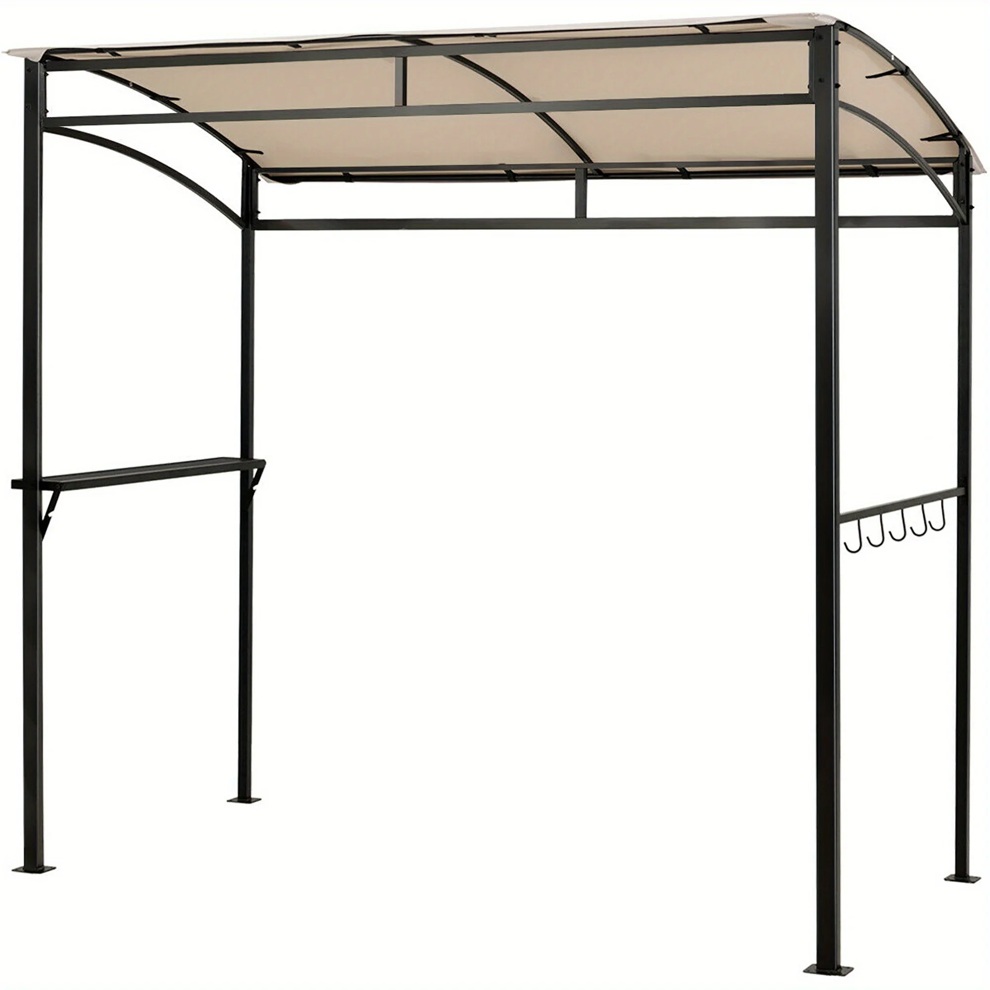7ft x 4.5ft BBQ gazebo, outdoor patio garden BBQ awning with storage hooks, beige, suitable for parties, picnics, and BBQs.