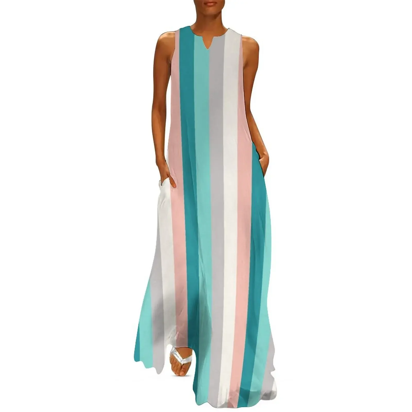 

Blue Coral Stripe Long Dress dress party evening elegant luxury celebrity luxury evening dress woman for wedding