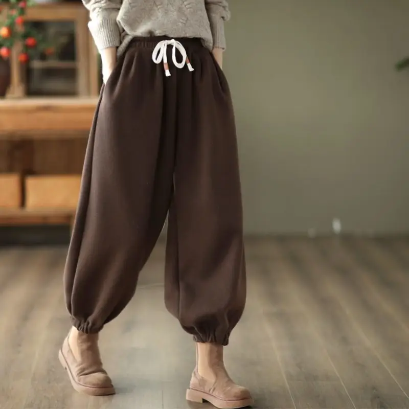 Women's New Fashion Elegant High Waist Solid Color Haren Casual Versatile Western Commuting Comfortable Youth Ventilate Pants