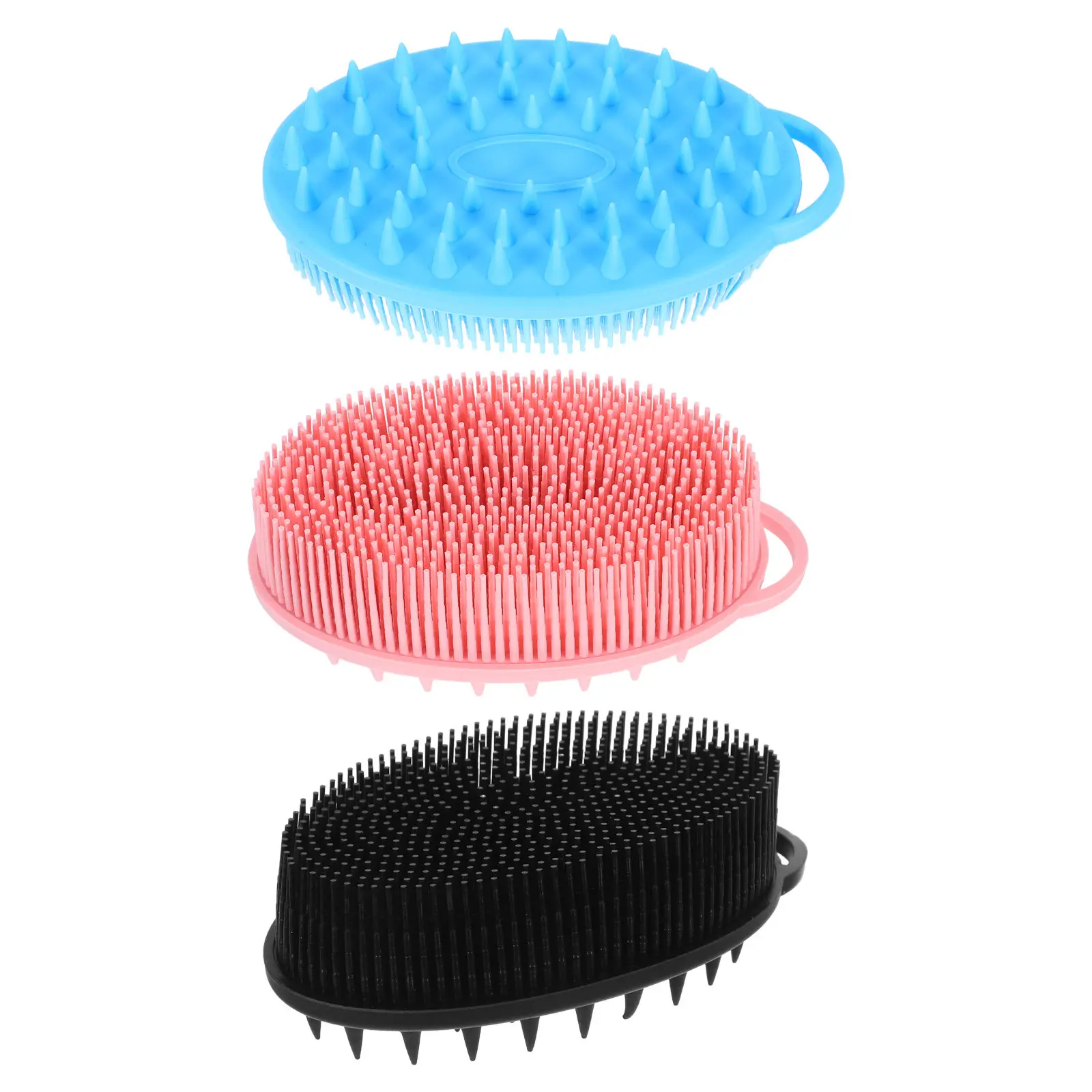 3Pcs Soft Silicone Body Scrubber Dual Sided Exfoliating Shower Brush for Sensitive Skin Ergonomic Grip Deep Clean Pore Cleanser