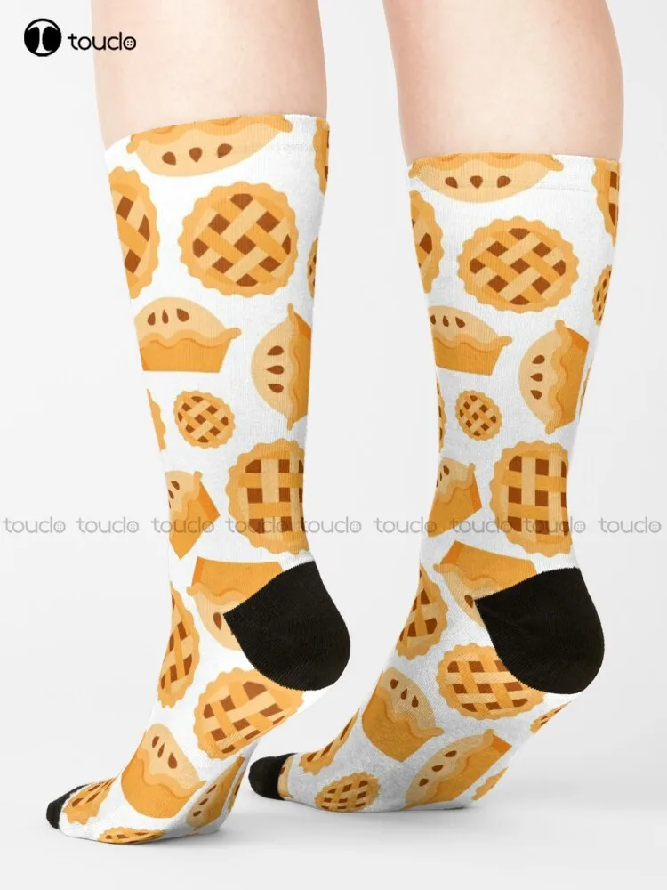 Repeating Pattern Of Homemade Pie Socks Boys Socks Cartoon Comfortable Best Girls Sports 360° Digital Print Custom Gift Harajuku