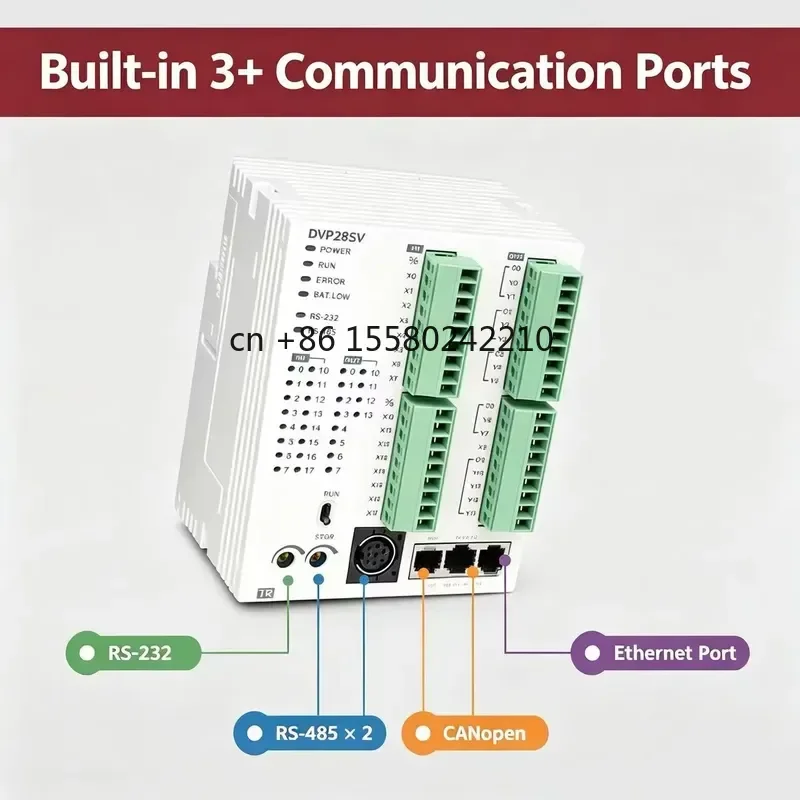 for DVP28SV311R 3rd Gen PLC 64K Steps 25ns Ethernet CANopen Relay Output 16DI 12DO
