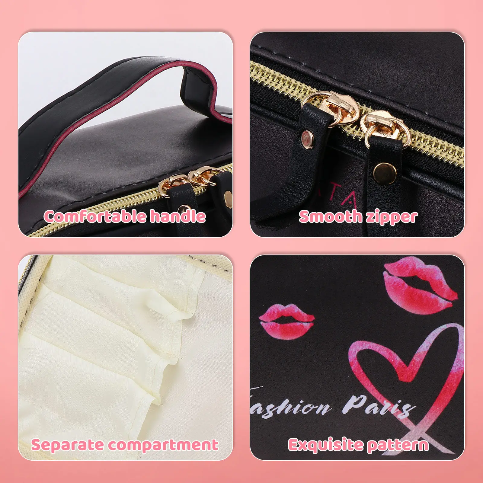 

Компактная легкая дорожная косметичка в полоску на молнии для хранения косметики на открытом воздухе, 1 шт.