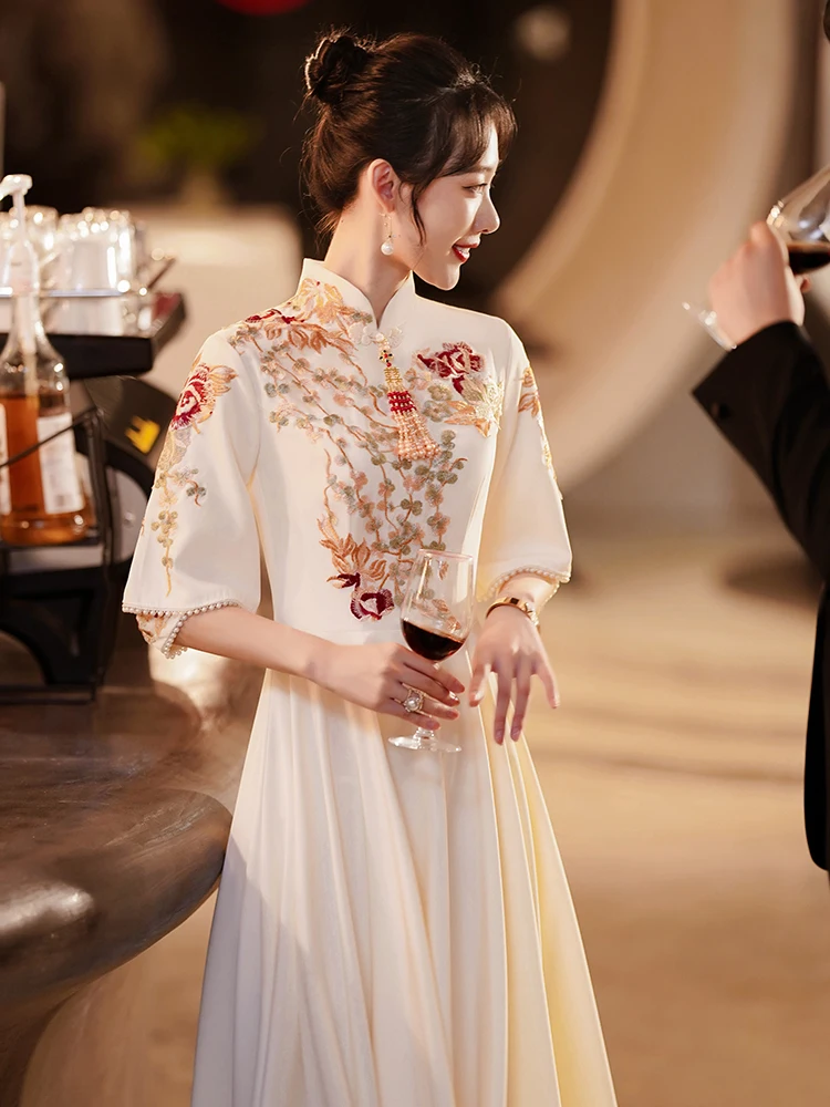 

New Chinese Sle Wedding Dr Evening Gown Host Bride Marriage Return Home Suit Advanced Sense Cus Made Engagement Ch...