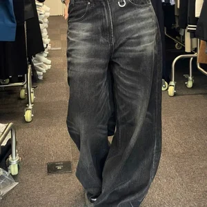Houzhou-Jeans mit breiter schwarzer Vintage-Frau, große Abmessungen, High Street, koreanische Mode, breite Jeans, Grunge, Y2K, Hip Hop 6 Hauptverkäufe Frauenhosen Pantalona Jeans - №3