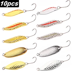 10PCS/Set Lure Metal Spinner Lure Spoon Set Gold Silver Fishing Spinner Lures Kit Sequins Fishing Tackle Hard Bait 2.5G 3.5G 5G