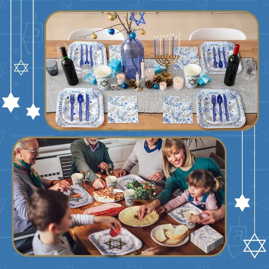 350 Pcs Paper Plates and Napkins Set Disposable Dinnerware Party Supplies Tableware for Serving 50 Guests with Cups Knives Fork