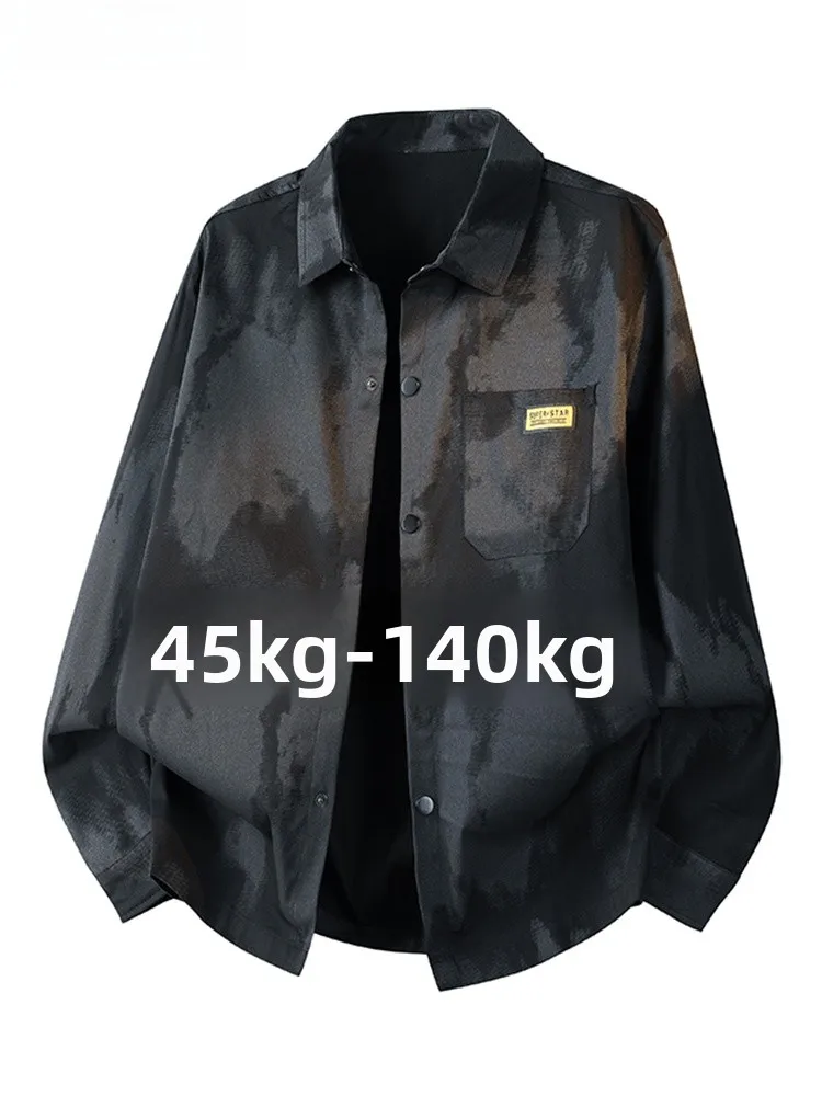 

Loose Men's Long Sve irt Tie Dye Collar Spring Autumn Faion Urban Sle Anti Wrinkle Polyester Fiber adual Pattern B...